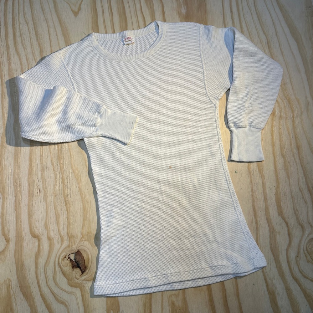 Vintage 60s Towncraft JCPenney Mens White Waffle Knit Thermal Shirt Large
